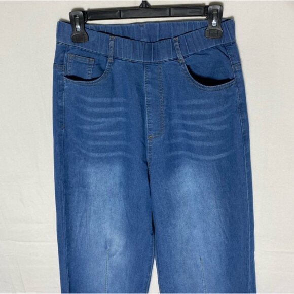 Women’s Med Wash Blue Denim High Rise Wide Leg Pull On Jeans 28 - Picture 8 of 14